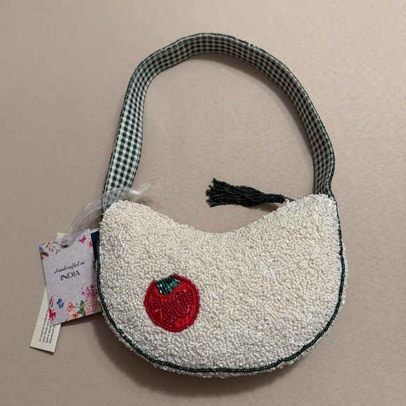 Handcrafted in India Beaded Bag Vegetables with Gingham Interior - Picture 2 of 9